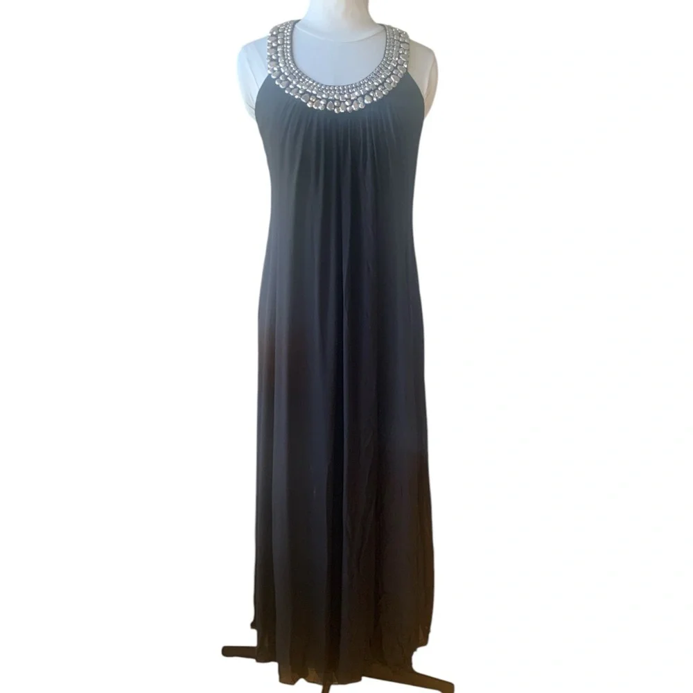 NWT Diane Von Furstenberg Silk Chiffon Formal Gown Dress Black Tie Wedding - Picture 9 of 12